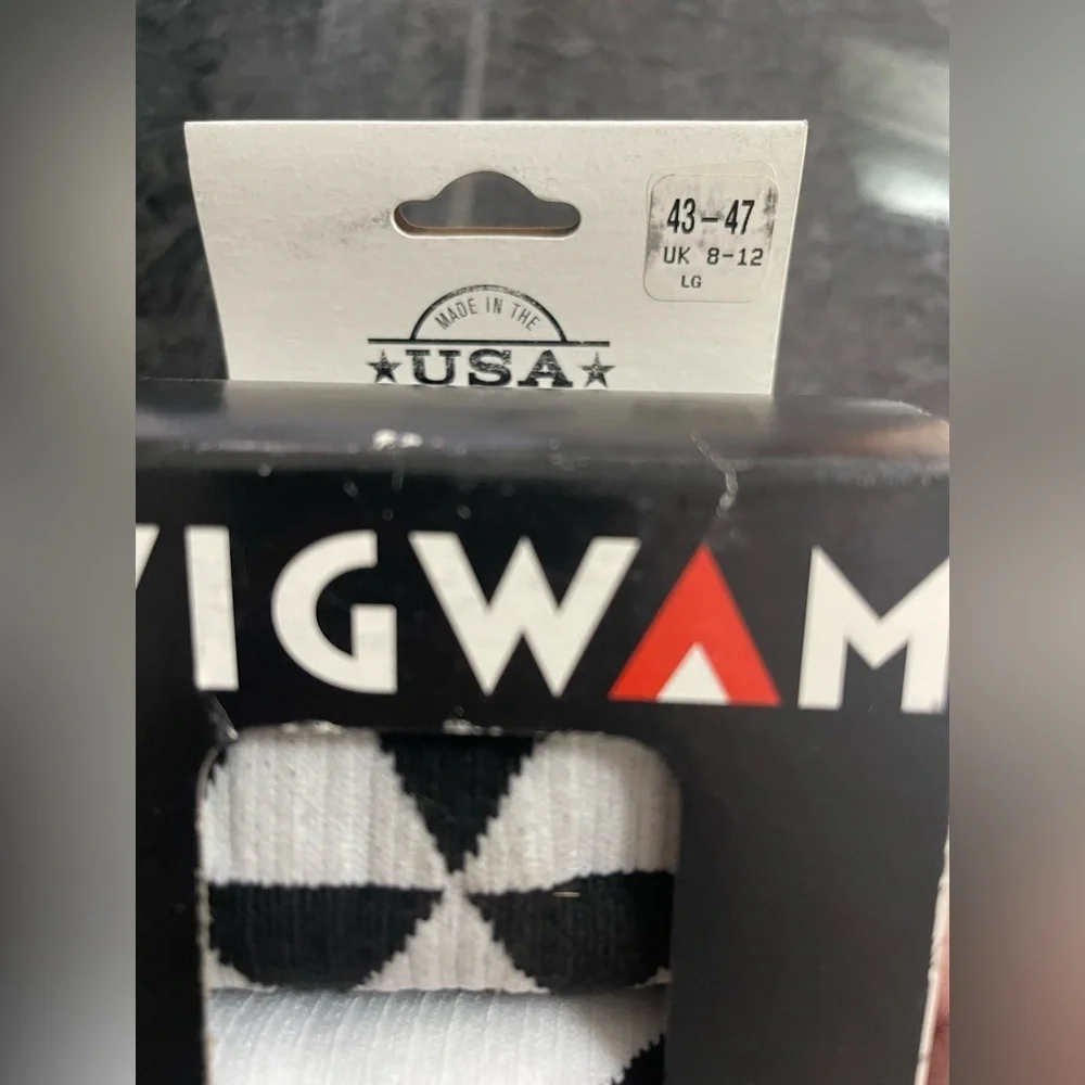 Wigwam 3 Pairs Black and White Patterned Men's (or Women’s) Socks